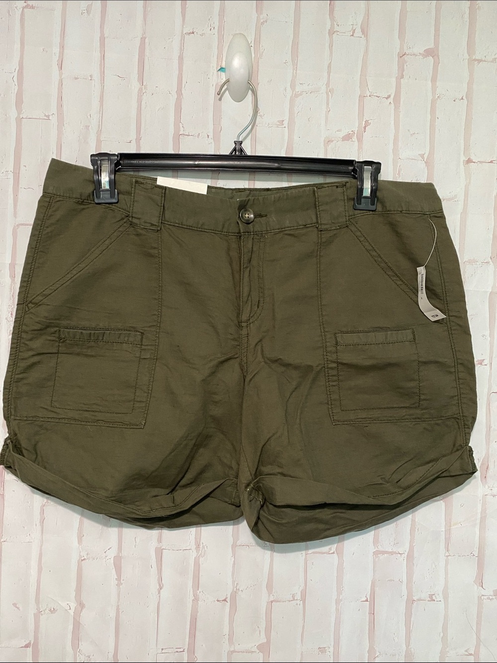 Old Navy NWT Olive Green Linen Blend Cargo Shorts size 14(read)